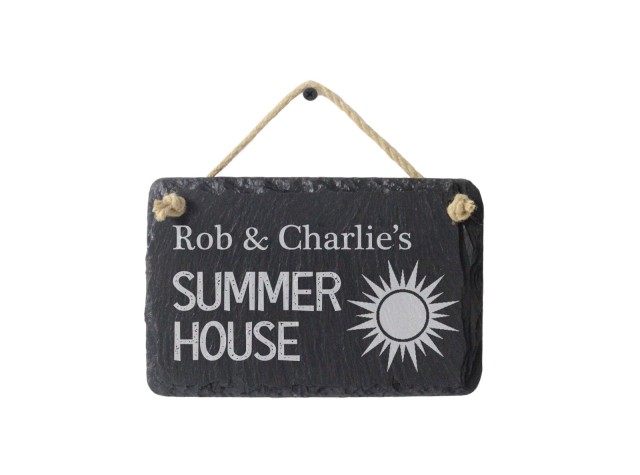 hand cut welsh slate garden sign for your summer house